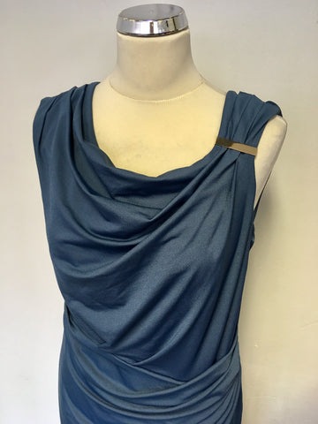 BRAND NEW PHASE EIGHT TEAL DRAPED LONG EVENING DRESS SIZE 16