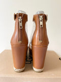 BRAND NEW UGG EZRAH TAN LEATHER WEDGE HEEL SANDALS SIZE 5/38