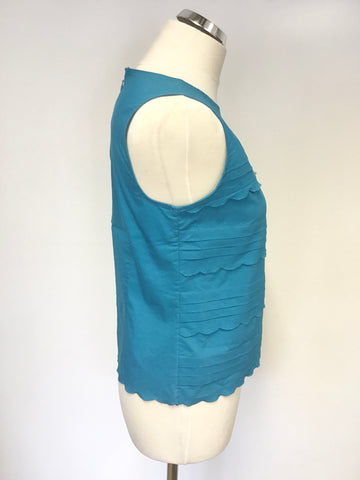 346 BROOKS BROTHERS TURQUOISE COTTON SLEEVELESS TOP SIZE 8