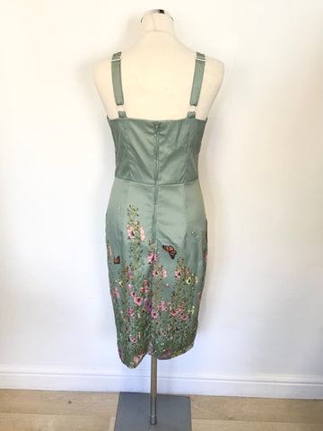 BRAND NEW LINDY BOP GREEN FLORAL PRINT PENCIL DRESS & BOLERO JACKET SIZE 12