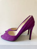 LK BENNETT SUITE BERRY SUEDE & SATIN PEEP TOE SPECIAL OCCASION HEELS SIZE 7/40