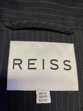 REISS AMBROSE BLACK PINSTRIPE WOOL BLEND TROUSER SUIT SIZE 14
