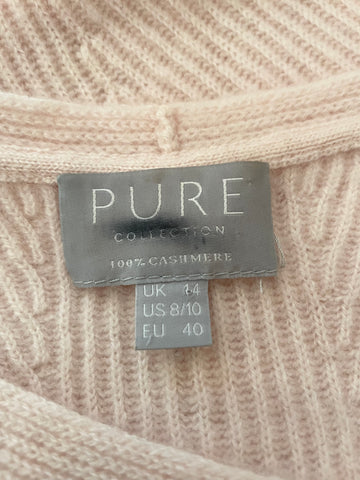 PURE COLLECTION PINK 100% CASHMERE V NECK JUMPER SIZE 14