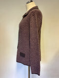 MIDA PINK & BROWN ZIG ZAG DESIGN COLLARED CARDIGAN/ JACKET SIZE XL