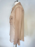 MINT VELVET APRICOT & BLACK SPOT LONG SLEEVE PLEATED FRILL CUFF BLOUSE SIZE 14
