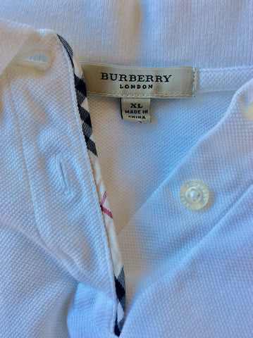 BURBERRY WHITE COTTON SHORT SLEEVE POLO SHIRT SIZE XL