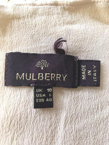 MULBERRY CREAM COTTON BROIDERY ANGLAISE SILK LINED TOP SIZE 10