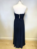 BRAND NEW MARKS & SPENCER NAVY BLUE STRAPLESS/ STRAPPY LONG OCCASION DRESS SIZE 12