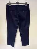 WHISTLES NAVY BLUE COTTON CROPPED TROUSERS SIZE 14