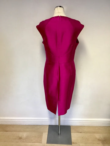 HOBBS INVITATION FUCHSIA PINK WOOL & SILK SPECIAL OCCASION DRESS SIZE 16