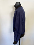 GOLDEN BEAR NAVY BLUE ZIP UP LEATHER TRIM VARSITY JACKET SIZE M