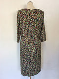 FENN WRIGHT MANSON MULTI COLOURED PRINT 3/4 SLEEVE DRESS SIZE 16