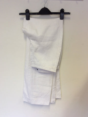 JAEGER WHITE WIDE LEG LINEN TROUSERS SIZE 10