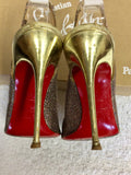 CHRISTIAN LOUBOUTIN MULTI COLOURED GLITTER SLINGBACK HEELS SIZE 7/40