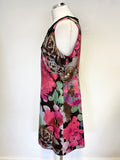 MONSOON MULTI COLOURED FLORAL PRINT EMBELLISHED SHEATH DRESS SIZE 16