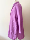 SAHARA PINK LINEN MIX COLLARED 3/4 SLEEVE OVERSIZE SHIRT SIZE M