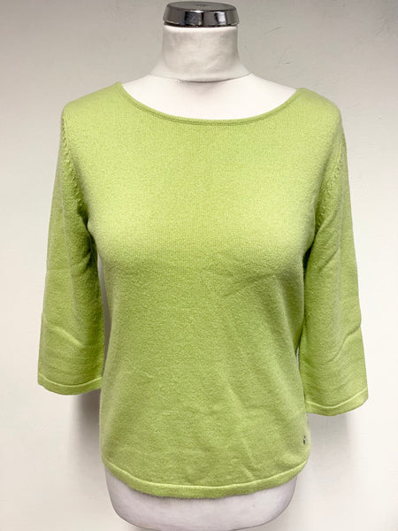 MADELEINE 100% CASHMERE LIME GREEN JUMPER SIZE 10/12