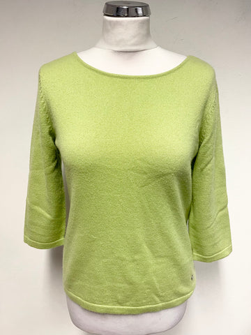 MADELEINE 100% CASHMERE LIME GREEN JUMPER SIZE 10/12
