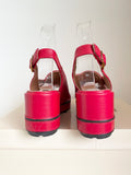 BRAND NEW KINLOCH LAPIN RED LEATHER SLINGBACK WEDGE HEEL SANDALS SIZE 5/38