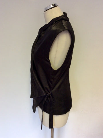 SONJA MAROHN DARK BROWN WRAP ACROSS SLEEVELESS TOP & LONG ASYMETIC SKIRT SIZE 12