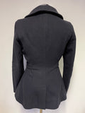 REISS CASPER BLACK WOOL BLEND COLLARED FITTED BELTED JACKET SIZE S