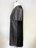 WHISTLES BLACK WITH PEWTER SEQUINS SHIFT DRESS SIZE 10