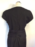 REISS BLACK MADDOX TWIST FRONT V NECKLINE DRESS SIZE 12