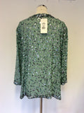 BRAND NEW SPIRITO DI ARIGIANO SMOKEY GREEN SUMMER SEQUIN GEORGETTE JACKET SIZE 22