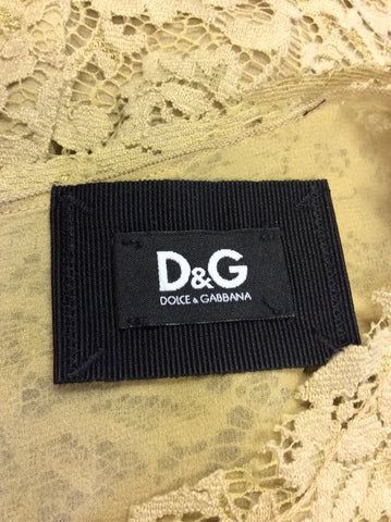 DOLCE & GABBANA CAMEL BEIGE LACE & SILK CHAIN BELT DRESS SIZE 38 UK 6/8