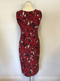 PHASE EIGHT BLACK,RED & WHITE FLORAL PRINT DRESS SIZE 12