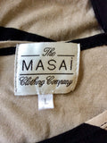 THE MASAI CLOTHING COMPANY BLACK & BEIGE STRIPE STRETCH JERSEY DRESS SIZE L