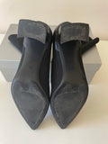 ZARA BLACK STRETCH FABRIC PEWTER BLOCK HEEL SOCK ANKLE BOOTS SIZE 5/38