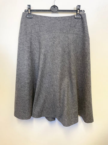 HOBBS GREY WOOL MIX FLARED SKIRT SIZE 12
