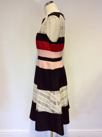 PHASE EIGHT BLACK,PINK,RED & WHITE SPECIAL OCCASION DRESS SIZE 16