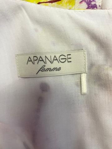 BRAND NEW APANAGE FEMME WHITE & MULTICOLOURED COTTON & SILK SLEEVELESS DRESS SIZE 14