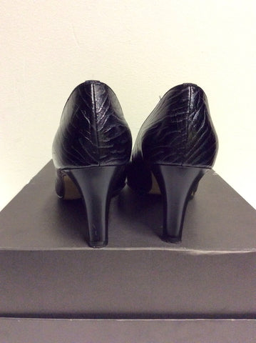 PIERRE CHUPIN BLACK EMBOSSED LEATHER HEELS SIZE 6/39