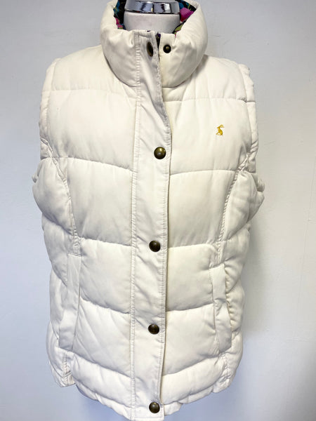 JOULES IVORY ZIP & POPPER FASTEN SLEEVELESS PADDED GILET SIZE 16