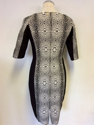 CAVALLI CLASS BLACK & WHITE PRINT BODYCON DRESS SIZE 10