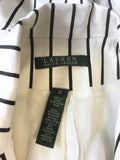 RALPH LAUREN NAVY BLUE & IVORY STRIPE PIMA COTTON & SILK JACKET SIZE 12