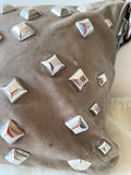 TEMPERLEY LONDON TAUPE LEATHER SILVER STUDDED SHOULDER/CROSS BODY BAG
