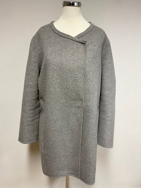 ESPRIT GREY COLLARLESS MID LENGTH WOOL BLEND JACKET SIZE 12