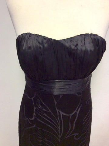MONSOON BLACK & SILVER GREY LINED STRAPLESS MAXI DRESS SIZE 10
