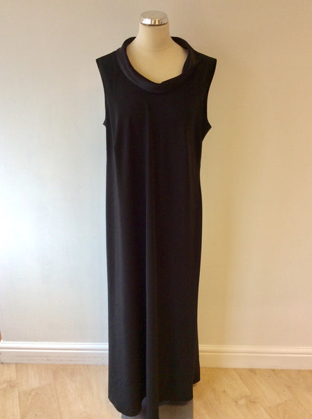 ANN HARVEY BLACK SATIN NECKLINE SLEEVELESS LONG EVENING DRESS SIZE 22