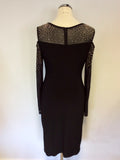 BRAND NEW JOSEPH RIBKOFF BLACK WITH SILVER BEADED MESH COLD SHOULDER COCKTAIL DRESS SIZE 10