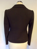 HOBBS DARK BROWN WOOL PENCIL SKIRT & JACKET SUIT SIZE 10