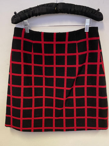 HOBBS BLACK & RED CHECK WOOL BLEND A LINE SKIRT SIZE 10