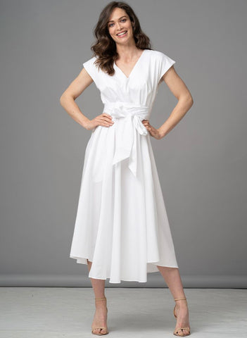 BRAND NEW THE SHIRT COMPANY ADELAIDE WHITE COTTON TIE BELT FIT & FLARE DRESS SIZE 12
