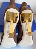 BRAND NEW IN BOX STUART WEITZMAN TAUPE SUEDE & GOLD HEEL ANKLE BOOTS SIZE 6/39