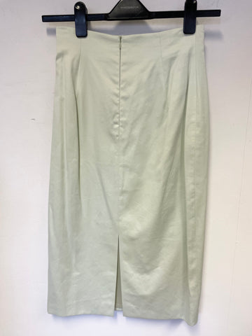 JOSEPH JANARD PALE GREEN COTTON & SILK PENCIL SKIRT & JACKET SUIT SIZE 10