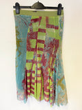 LEGATTE JEANS DENIM  BLUE & MULTICOLOURED PRINT SKIRT, TOP & JACKET OUTFIT SIZE II UK 10